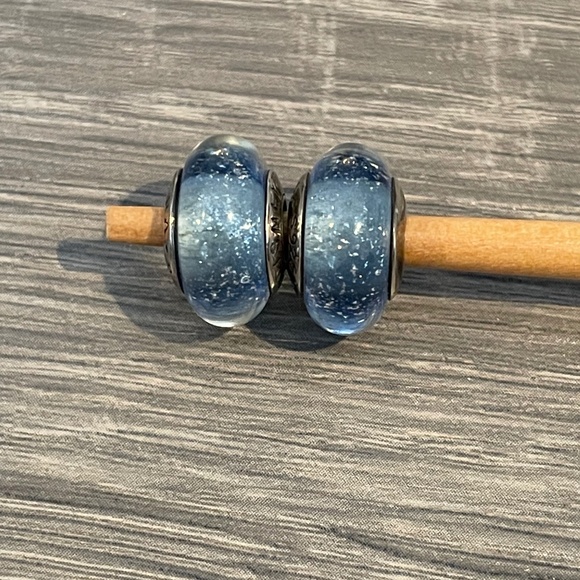 Pandora Compatible Sterling Silver Cinderella Blue Glass Charms - Picture 1 of 3